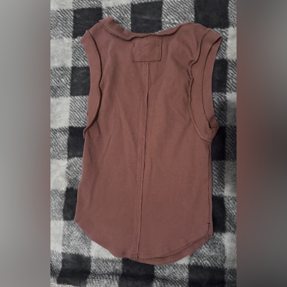 We The Free Ribbed Tank Top - Rust Brown-Small - Picture 3 of 3